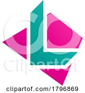 Magenta And Green Trapezium Shaped Letter L Icon