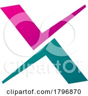 Poster, Art Print Of Magenta And Green Tick Shaped Letter X Icon