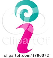 Poster, Art Print Of Magenta And Green Swirly Letter I Icon