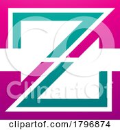 Poster, Art Print Of Magenta And Green Striped Shaped Letter Z Icon