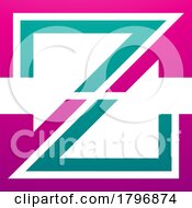 Magenta And Green Striped Shaped Letter Z Icon
