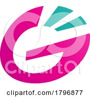 Poster, Art Print Of Magenta And Green Striped Oval Letter G Icon
