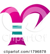 Magenta And Green Striped Letter R Icon