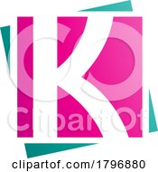 Poster, Art Print Of Magenta And Green Square Letter K Icon