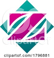 Poster, Art Print Of Magenta And Green Square Diamond Shaped Letter Z Icon
