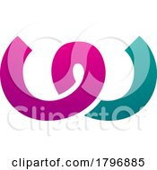 Magenta And Green Spring Shaped Letter W Icon