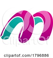 Poster, Art Print Of Magenta And Green Spring Shaped Letter M Icon