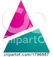 Poster, Art Print Of Magenta And Green Split Triangle Shaped Letter A Icon