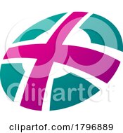 Poster, Art Print Of Magenta And Green Round Shaped Letter X Icon