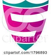 Poster, Art Print Of Magenta And Green Shield Shaped Letter S Icon