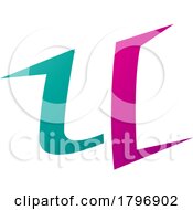 Poster, Art Print Of Magenta And Green Spiky Shaped Letter U Icon