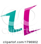 Magenta And Green Spiky Shaped Letter U Icon