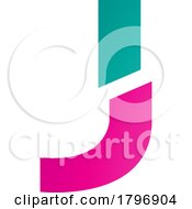 Poster, Art Print Of Magenta And Green Split Shaped Letter J Icon
