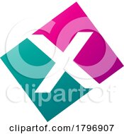 Magenta And Green Rectangle Shaped Letter X Icon