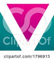 Magenta And Green Rectangular Shaped Letter V Icon