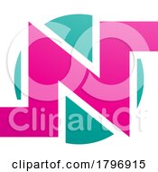 Poster, Art Print Of Magenta And Green Round Bold Letter N Icon
