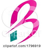 Poster, Art Print Of Magenta And Persian Green Slim Letter B Icon With Pointed Tips