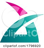 Magenta And Persian Green Spiky Grass Shaped Letter A Icon