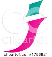 Poster, Art Print Of Magenta And Persian Green Spiky Italic Letter J Icon