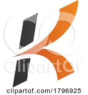 Poster, Art Print Of Orange And Black Italic Arrow Shaped Letter K Icon