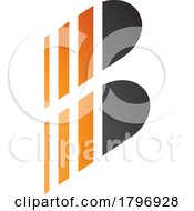 Poster, Art Print Of Orange And Black Letter B Icon With Vertical Stripes