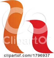 Poster, Art Print Of Orange And Red Calligraphic Letter H Icon