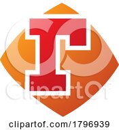 Poster, Art Print Of Orange And Red Bulged Square Shaped Letter R Icon