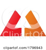 Poster, Art Print Of Orange And Red Bold Letter U Icon With Straight Lines