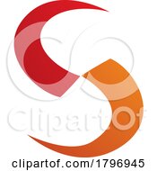Poster, Art Print Of Orange And Red Blade Shaped Letter S Icon