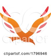 Poster, Art Print Of Orange And Red Bird Shaped Letter V Icon