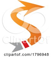 Poster, Art Print Of Orange And Red Arrow Shaped Letter S Icon