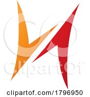 Poster, Art Print Of Orange And Red Arrow Shaped Letter H Icon