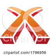 Orange And Red 3d Shaped Letter X Icon