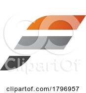 Poster, Art Print Of Orange And Grey Letter F Icon With Horizontal Stripes