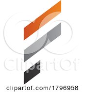 Poster, Art Print Of Orange And Grey Letter F Icon With Diagonal Stripes