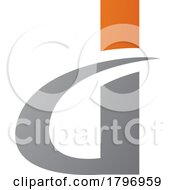 Poster, Art Print Of Orange And Grey Curvy Pointed Letter D Icon