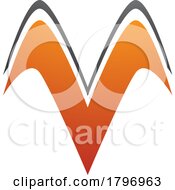 Poster, Art Print Of Orange And Black Wing Shaped Letter V Icon