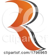 Poster, Art Print Of Orange And Black Wavy Shaped Letter R Icon