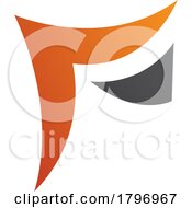 Poster, Art Print Of Orange And Black Wavy Paper Shaped Letter F Icon