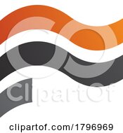 Poster, Art Print Of Orange And Black Wavy Flag Shaped Letter F Icon
