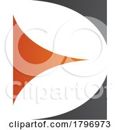 Poster, Art Print Of Orange And Black Uppercase Letter E Icon With Curvy Triangles