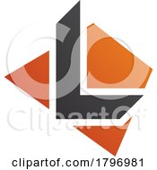 Poster, Art Print Of Orange And Black Trapezium Shaped Letter L Icon