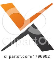 Poster, Art Print Of Orange And Black Tick Shaped Letter X Icon