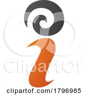 Poster, Art Print Of Orange And Black Swirly Letter I Icon