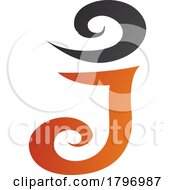 Poster, Art Print Of Orange And Black Swirl Shaped Letter J Icon