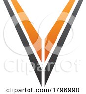 Orange And Black Striped Shaped Letter V Icon