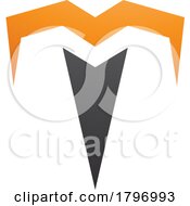 Orange And Black Letter T Icon With Pointy Tips
