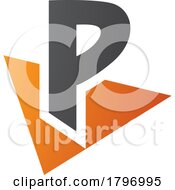 Poster, Art Print Of Orange And Black Letter P Icon With A Triangle