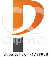 Poster, Art Print Of Orange And Black Letter P Icon With A Pointy Tip