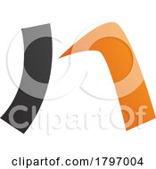 Poster, Art Print Of Orange And Black Letter N Icon With A Curved Rectangle